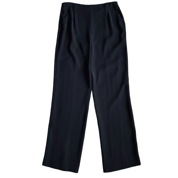 Joseph Ribkoff Dress Pants 8 Black High Rise Wide Leg Flowing Designer Nautical - Picture 4 of 15